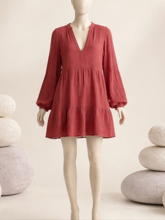 Anthropologie Dresses & Skirts - Anthropologie Tiered V-Neck Mini Dress - Rose